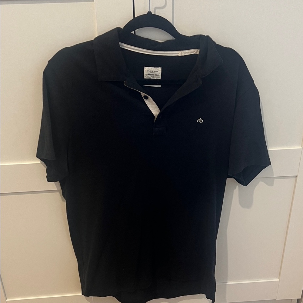rag & bone Classic Black Polo Shirt